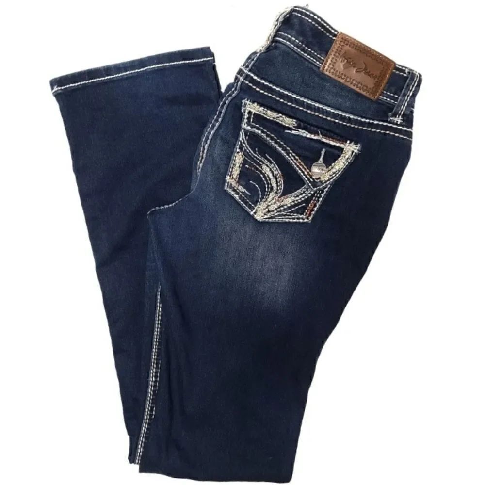 Atiya Jeans Dark Blue Straight Leg Jeans